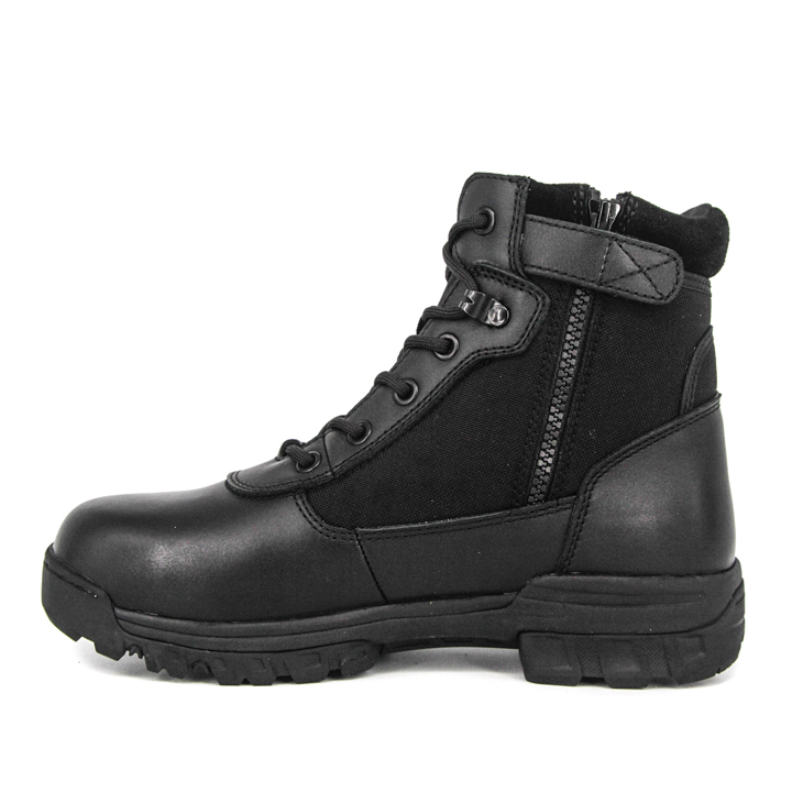 Black police leather tactical boots 4112 from China Manufacturer Milforce Equipment