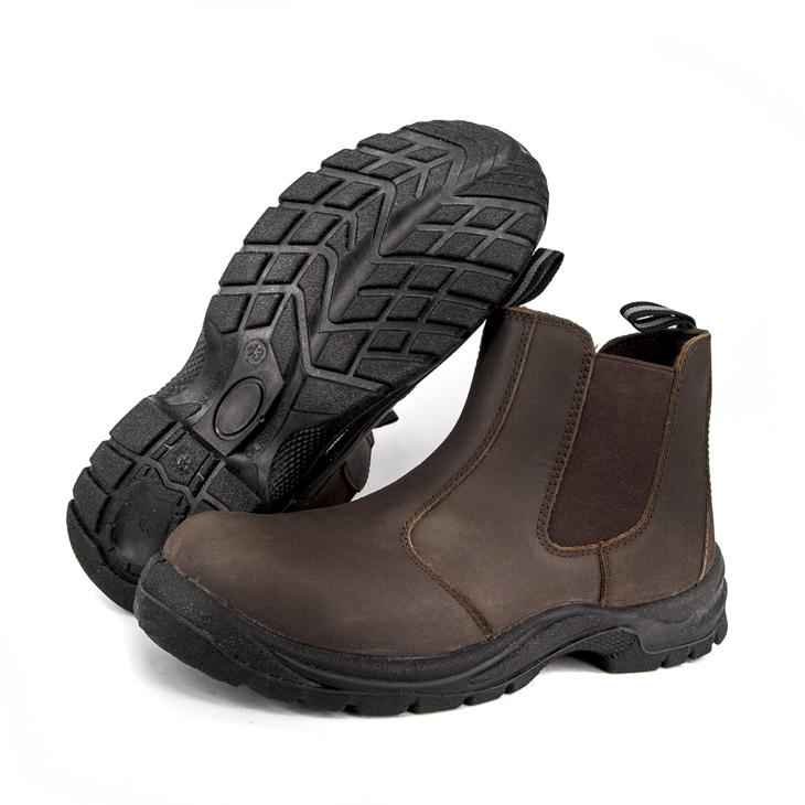 Quality brown leather safety shoes 3104