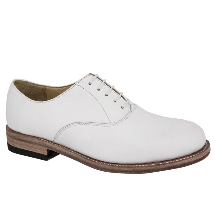 White shiny patent leather office shoes 1216