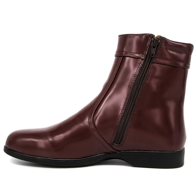 Sapatos de escrit&oacute;rio em couro marrom vermelho tornozelo 1248