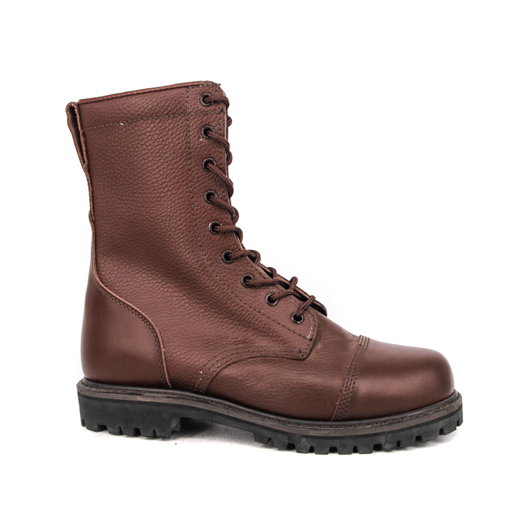 Military combat brown color in army full leather boots 6208