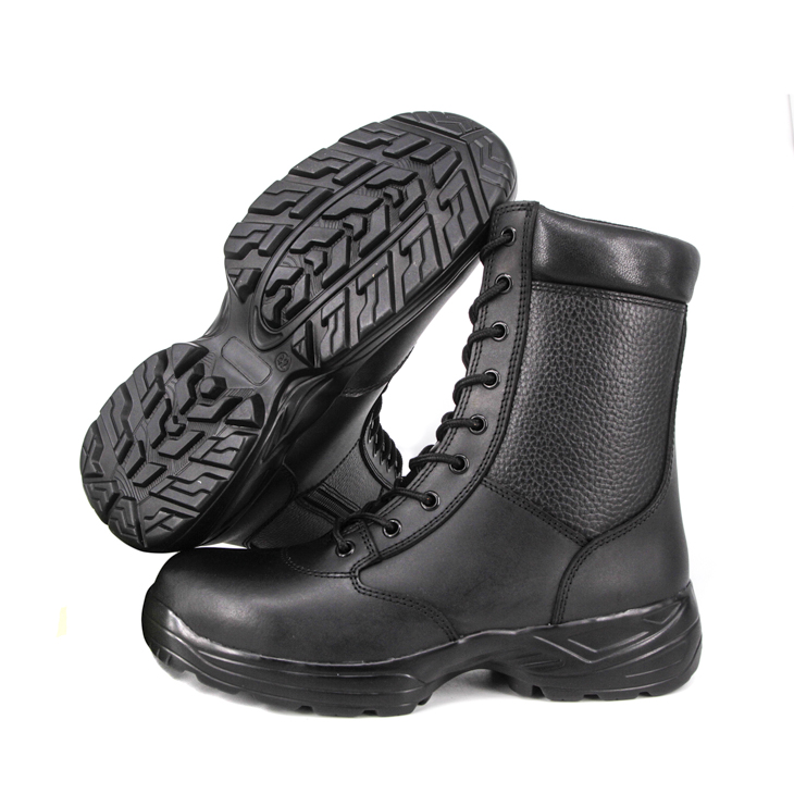 ረጅም ዚፕ ውሃ የማያስገባ ታክቲካል ሙሉ የቆዳ ቦት ጫማዎች 6216