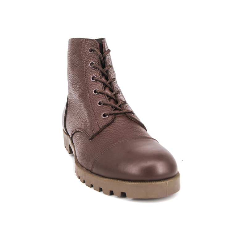 Stivali in pelle pieno fiore rosso marrone militare 6107