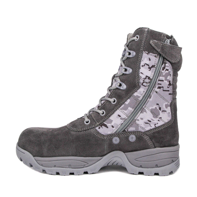 Sive vojničke borbene taktičke čizme od brušene kože 4209