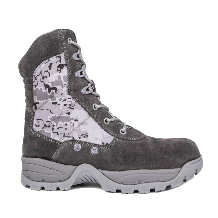 Gray suede soldier combat tactical boots 4209